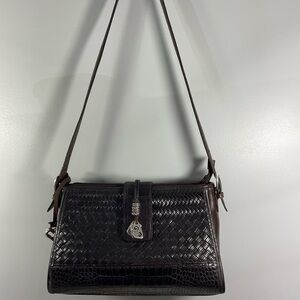Bright Bree Leather Shoulder Bag Purse Woven Brown